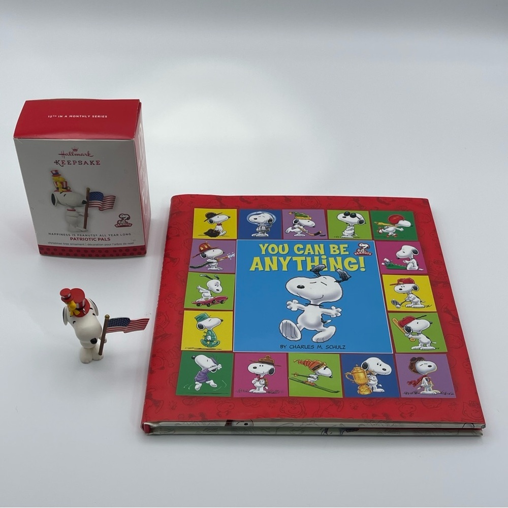 Snoopy Hallmark Keepsake Ornament + Peanuts "You Can Be Anything!" Book Set‎